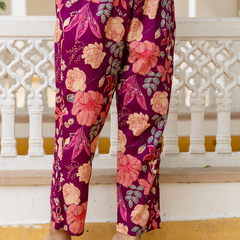 Purple Breezy Printed Cotton Co-Ord Set for Comfortable All-Day Wear