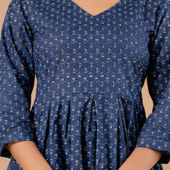 Ethnic Motifs Printed Gathers Cotton Tunic
