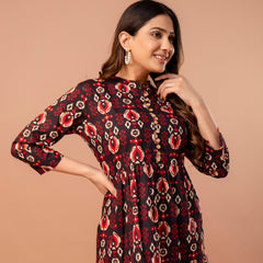 Top – Mandarin Collar, 3/4 Sleeves, Flattering Fit (Sizes S–XXL)