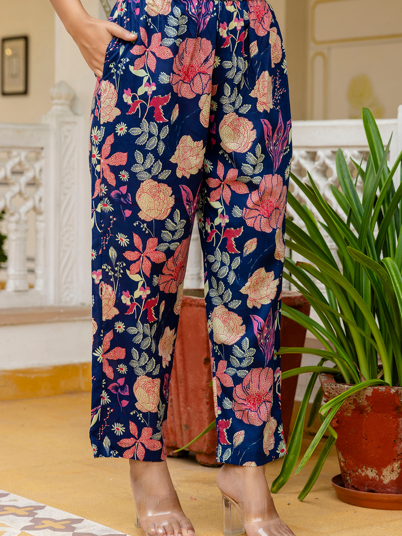 Blue Breezy Printed Cotton Co-Ord Set for Comfortable All-Day Wear