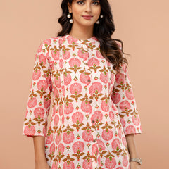 Elegant Mandarin Collar Printed Tunic – Stylish & Comfortable, Sizes
