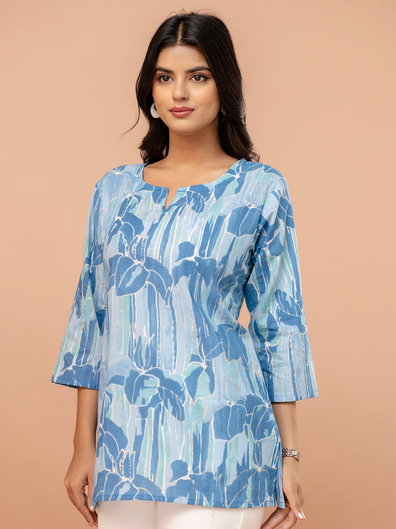 Elegant Printed Short Kurti – Soft Cotton, Everyday Style, Sizes S–XXL.