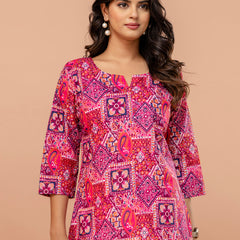 Elegant Printed Short Kurti – Soft Cotton, Everyday Style, Sizes S–XXL.