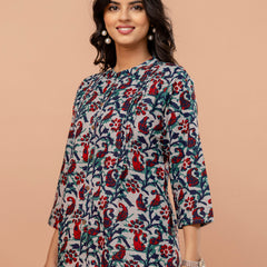 Elegant Mandarin Collar Printed Tunic – Stylish & Comfortable, Sizes