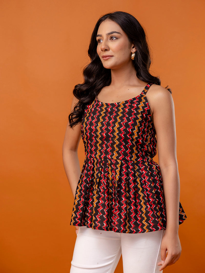 Strappy Peplum Top – Flattering Fit, All-Day Comfort, Sizes XS–XXL.