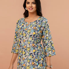 Elegant Printed Short Kurti – Soft Cotton, Everyday Style, Sizes S–XXL.