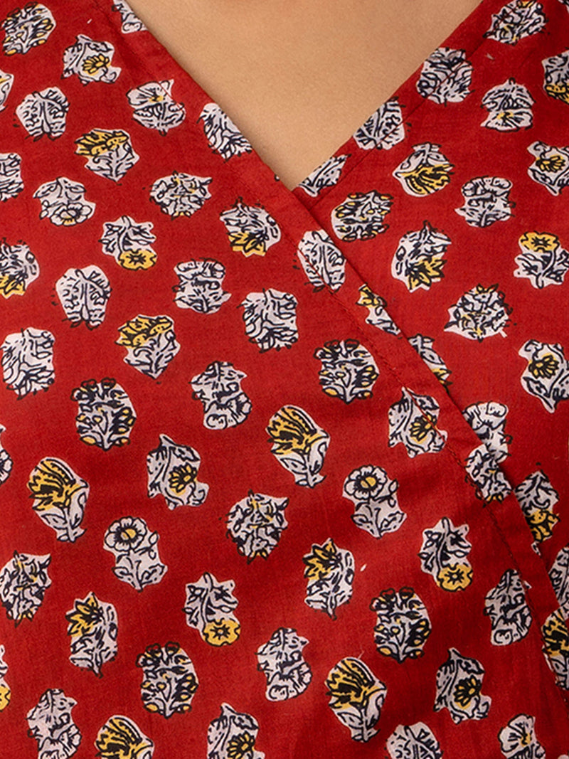 Ethnic Motifs Printed Gathers Cotton Tunic