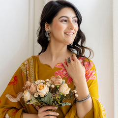 Printed Cotton Kurta Set with Ankle-Length Pants and Graceful Dupatta