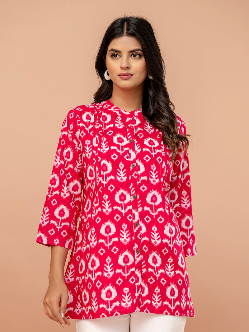 Elegant Mandarin Collar Printed Tunic – Stylish & Comfortable, Sizes