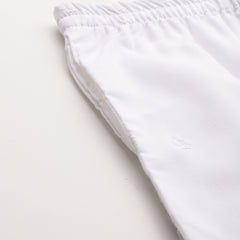 White Embroidered Palazzos–Fully Lined, Elastic Waist & Ankle-Length with Side Pocket