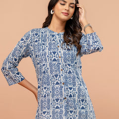 Elegant Mandarin Collar Printed Tunic – Stylish & Comfortable, Sizes