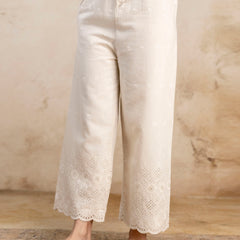 Women’s Cotton Embroidered Wide-Leg Palazzos | Soft, Breathable & Elegant