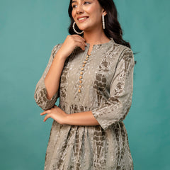 Tunic – Mandarin Collar, 3/4 Sleeves, Flattering Fit (Sizes S–XXL)