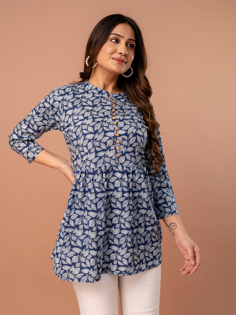 Top – Mandarin Collar, 3/4 Sleeves, Flattering Fit (Sizes S–XXL)