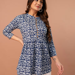 Top – Mandarin Collar, 3/4 Sleeves, Flattering Fit (Sizes S–XXL)