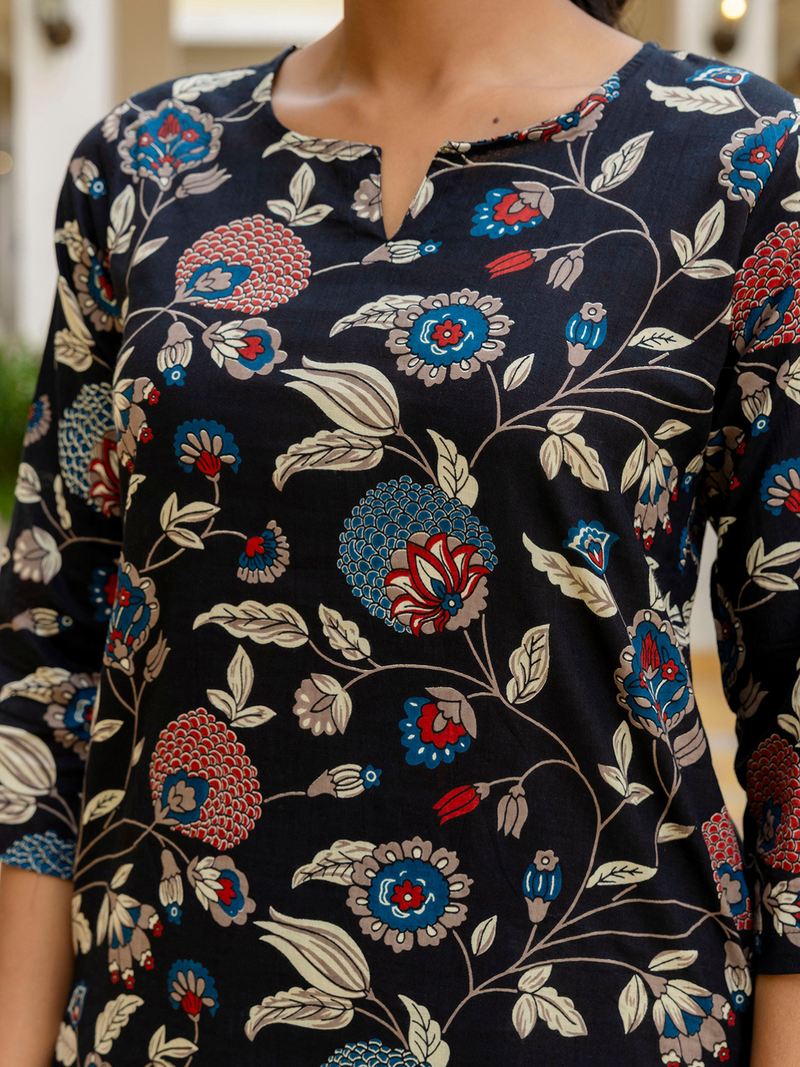 Black Breezy Printed Cotton Co-Ord Set for Comfortable All-Day Wear