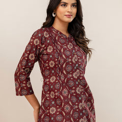 Elegant Mandarin Collar Printed Tunic – Stylish & Comfortable, Sizes