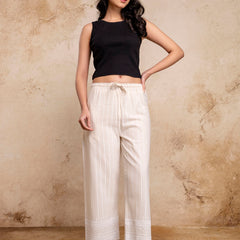 Women’s Cotton Embroidered Wide-Leg Palazzos | Soft, Breathable & Elegant