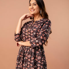 Top – Mandarin Collar, 3/4 Sleeves, Flattering Fit (Sizes S–XXL)