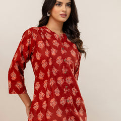 Elegant Mandarin Collar Printed Tunic – Stylish & Comfortable, Sizes