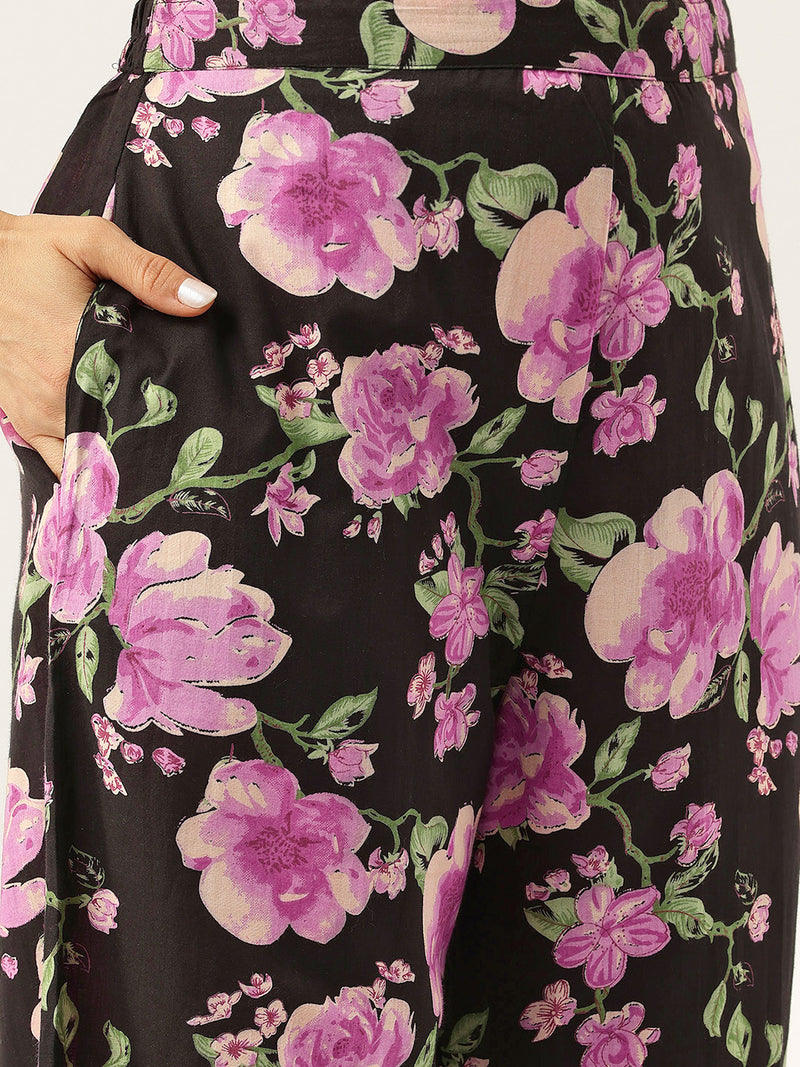 Floral Sleeveless Cotton Co-Ord Set with Choker Neckline – Pure Cotton | Sizes S–XXL