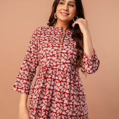 Top – Mandarin Collar, 3/4 Sleeves, Flattering Fit (Sizes S–XXL)