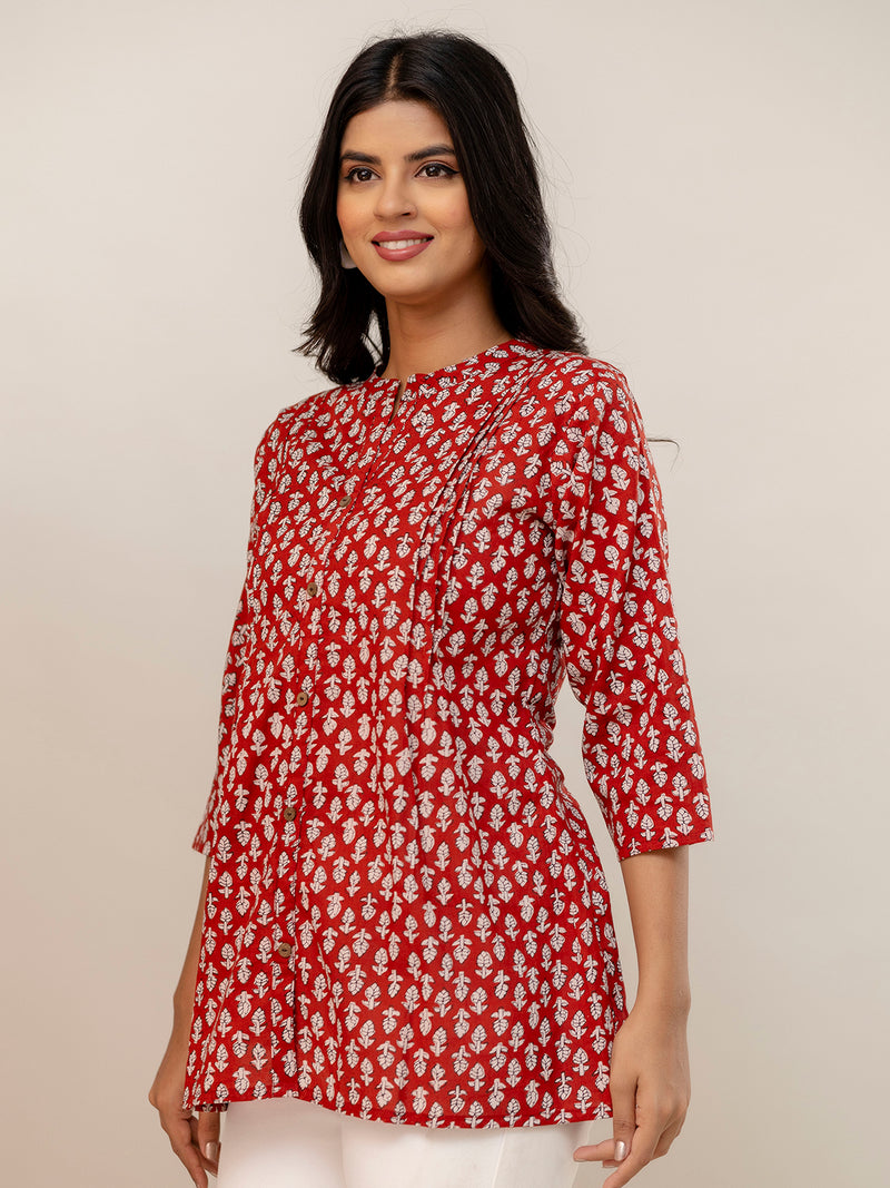Elegant Mandarin Collar Printed Tunic – Stylish & Comfortable, Sizes
