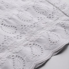 White Embroidered Palazzos–Fully Lined, Elastic Waist & Ankle-Length with Side Pocket