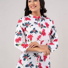 Printed Floral Rayon Shirt Tunic