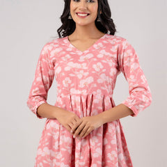 Printed Cotton Pink Peplum Tunic