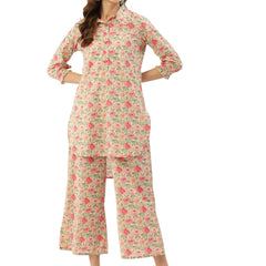 White Elegant Collared Co-Ord Set with Frill Detail & Elasticated Pants