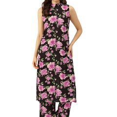 Floral Sleeveless Cotton Co-Ord Set with Choker Neckline – Pure Cotton | Sizes S–XXL