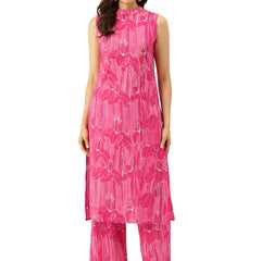 Floral Sleeveless Cotton Co-Ord Set with Choker Neckline – Pure Cotton | Sizes S–XXL