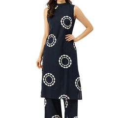 Floral Sleeveless Cotton Co-Ord Set with Choker Neckline – Pure Cotton | Sizes S–XXL