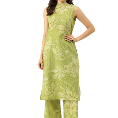 Floral Sleeveless Cotton Co-Ord Set with Choker Neckline – Pure Cotton | Sizes S–XXL