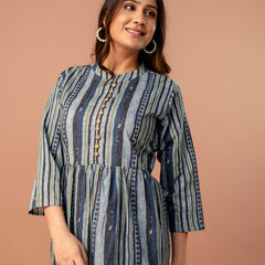 Top – Mandarin Collar, 3/4 Sleeves, Flattering Fit (Sizes S–XXL)