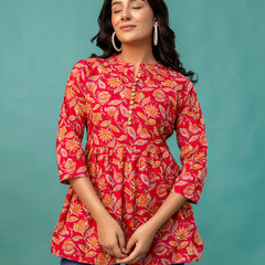 Top – Mandarin Collar, 3/4 Sleeves, Flattering Fit (Sizes S–XXL)