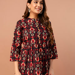 Top – Mandarin Collar, 3/4 Sleeves, Flattering Fit (Sizes S–XXL)