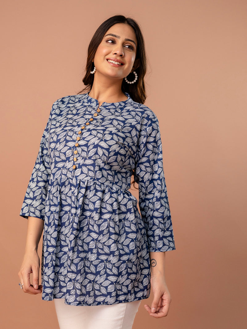 Top – Mandarin Collar, 3/4 Sleeves, Flattering Fit (Sizes S–XXL)