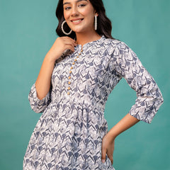 Tunic – Mandarin Collar, 3/4 Sleeves, Flattering Fit (Sizes S–XXL)