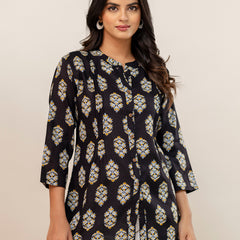 Elegant Mandarin Collar Printed Tunic – Stylish & Comfortable, Sizes