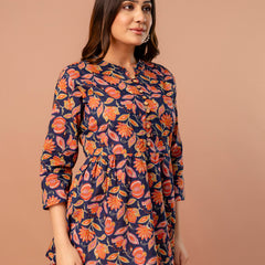 Top – Mandarin Collar, 3/4 Sleeves, Flattering Fit (Sizes S–XXL)
