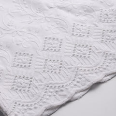 White Embroidered Palazzos–Fully Lined, Elastic Waist & Ankle-Length with Side Pocket