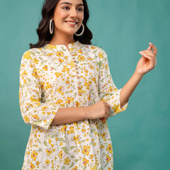 Tunic – Mandarin Collar, 3/4 Sleeves, Flattering Fit (Sizes S–XXL)