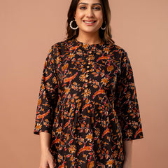 Top – Mandarin Collar, 3/4 Sleeves, Flattering Fit (Sizes S–XXL)