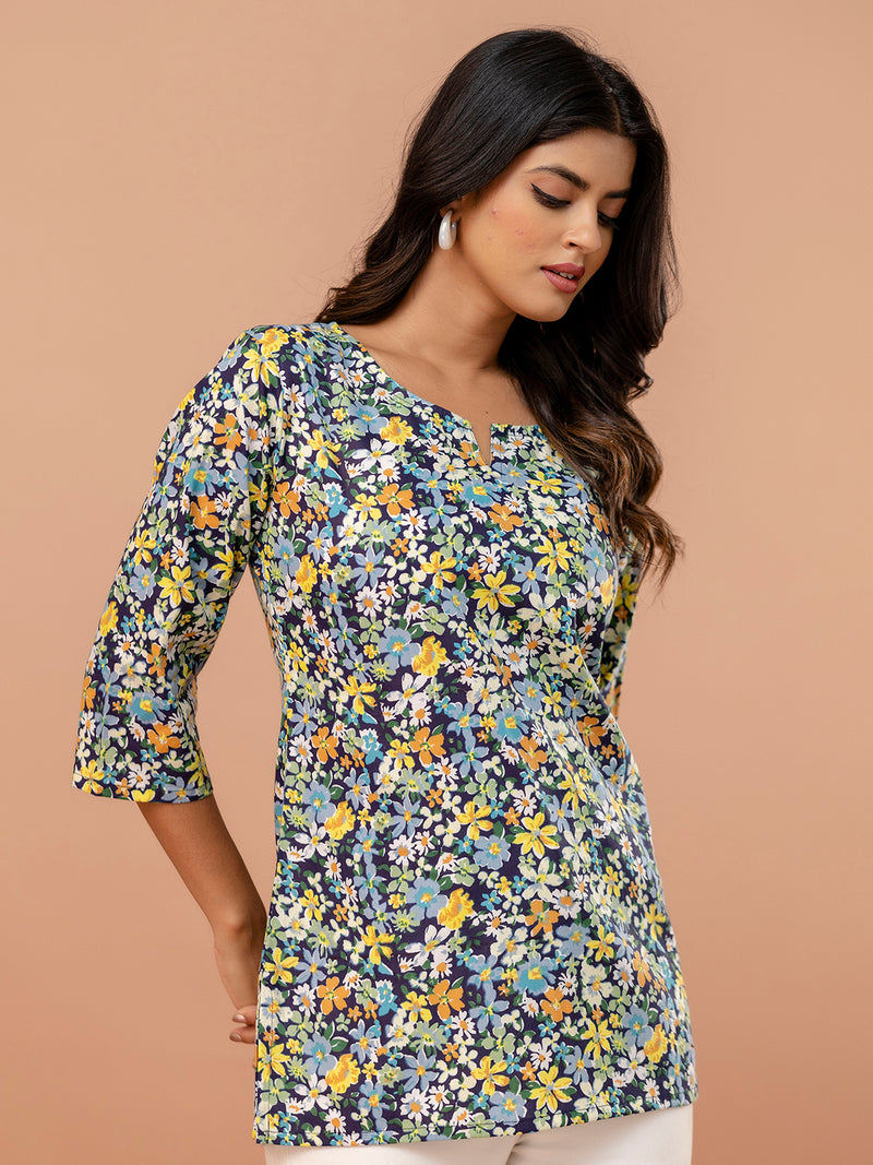 Elegant Printed Short Kurti – Soft Cotton, Everyday Style, Sizes S–XXL.