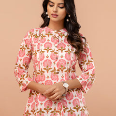 Elegant Mandarin Collar Printed Tunic – Stylish & Comfortable, Sizes