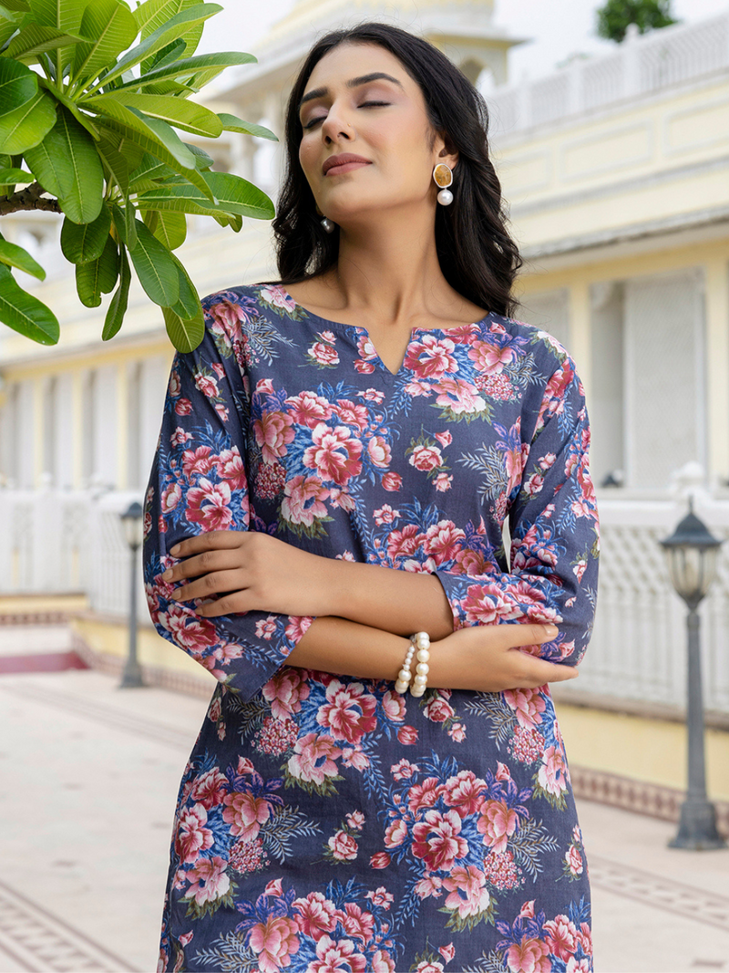 Grey Breezy Printed Cotton Co-Ord Set for Comfortable All-Day Wear