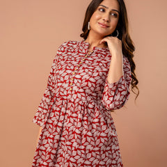 Top – Mandarin Collar, 3/4 Sleeves, Flattering Fit (Sizes S–XXL)
