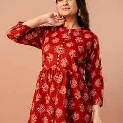 Top – Mandarin Collar, 3/4 Sleeves, Flattering Fit (Sizes S–XXL)